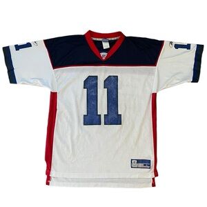 vintage 90’s new england patriots drew bledsoe 11 reebok nfl football jersey